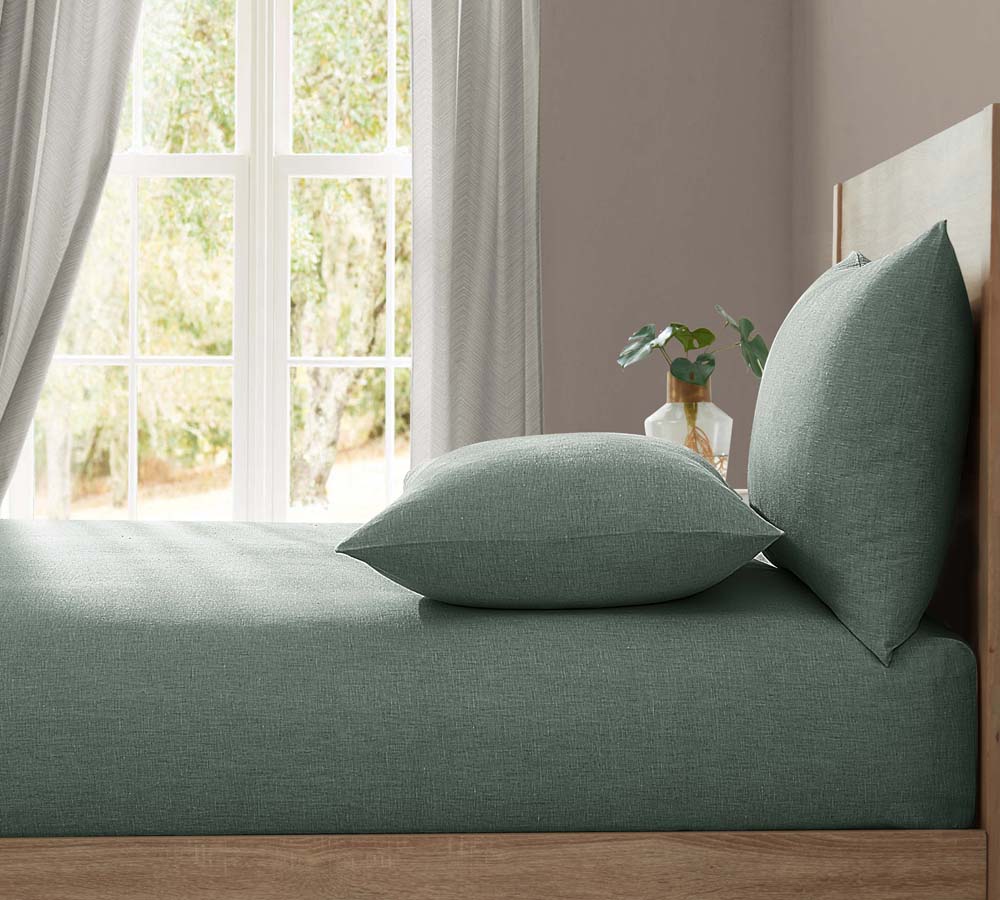Lazy Linen Sage Extra Deep Fitted Sheet